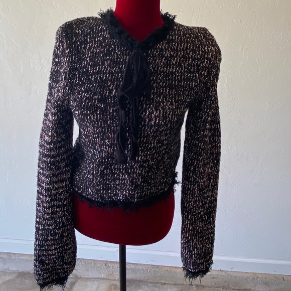Zara knit tweed shirt with bow M - Picture 2 of 5